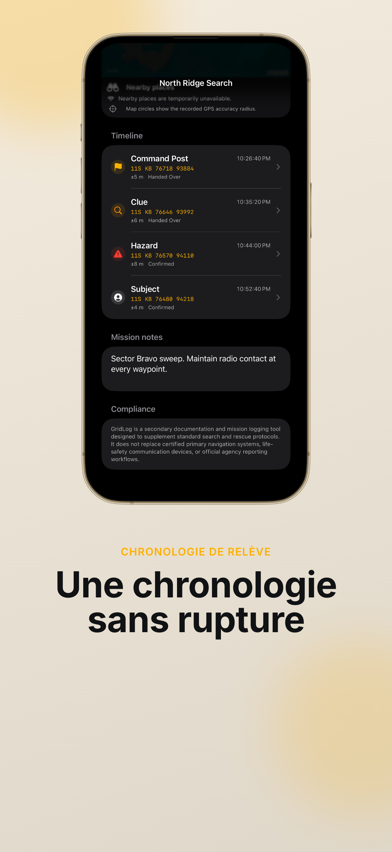 Fiche preuve GridLog avec photo et note radio
