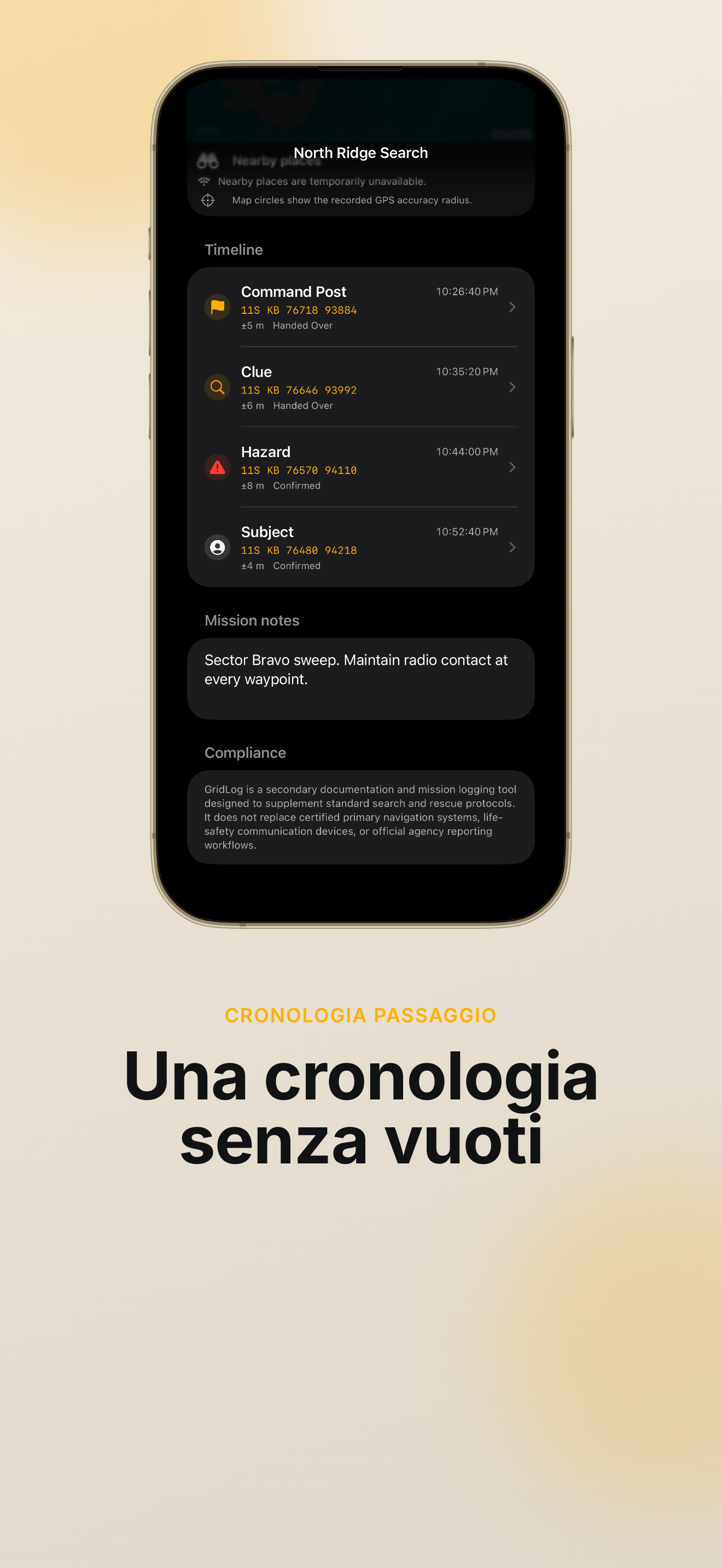 Scheda prova GridLog con foto e nota radio